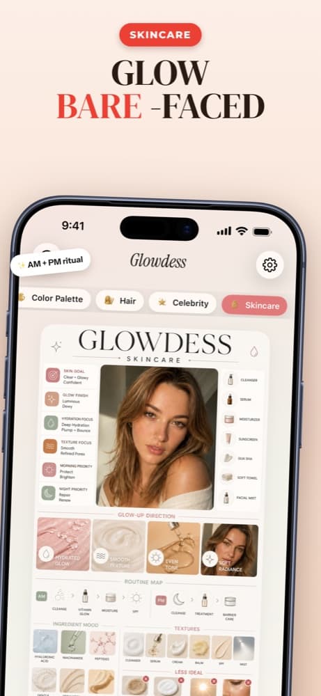 Skincare vision board — glow bare-faced